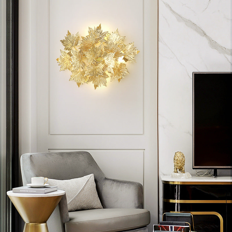 Aluminum Maple Leaf 3/4/5 4-Light Wall Lamp