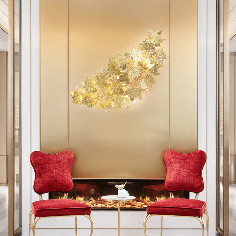 Aluminum Maple Leaf 3/4/5 4-Light Wall Lamp