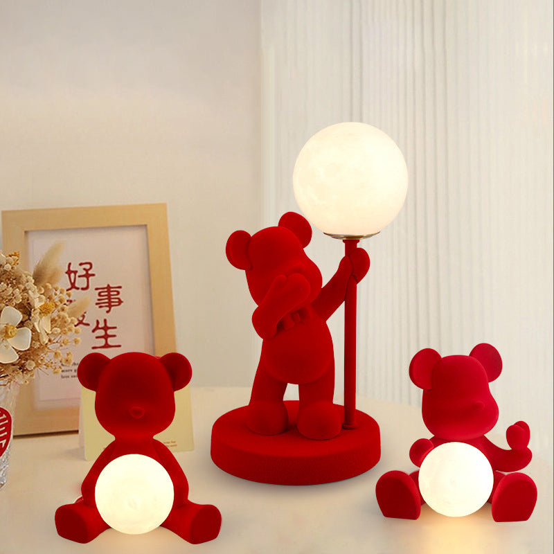 Rechargeable Acrylic Flock Bear Table Lamp