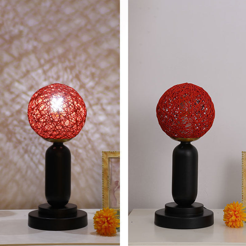 Iron Glass Rattan Ball Table Lamp