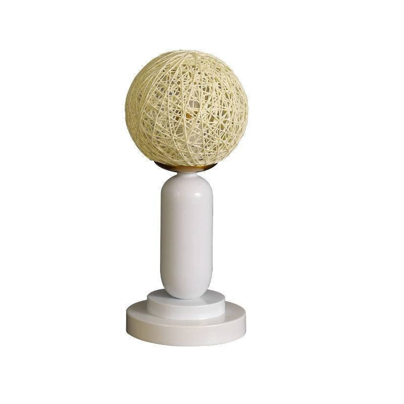 Iron Glass Rattan Ball Table Lamp