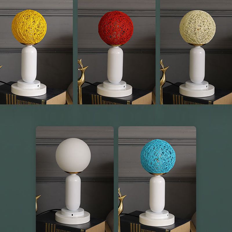 Iron Glass Rattan Ball Table Lamp