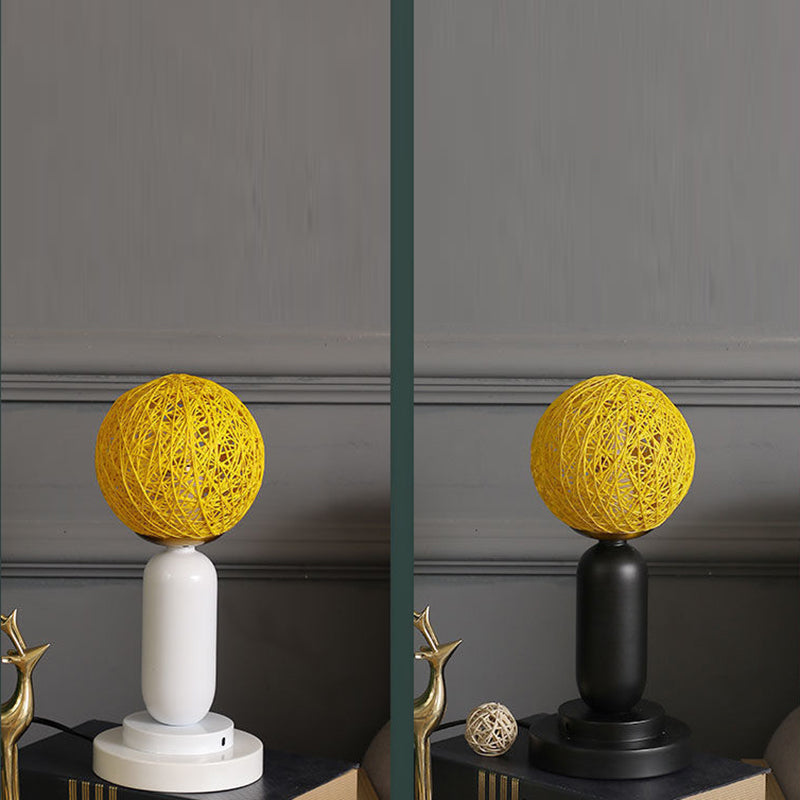 Iron Glass Rattan Ball Table Lamp