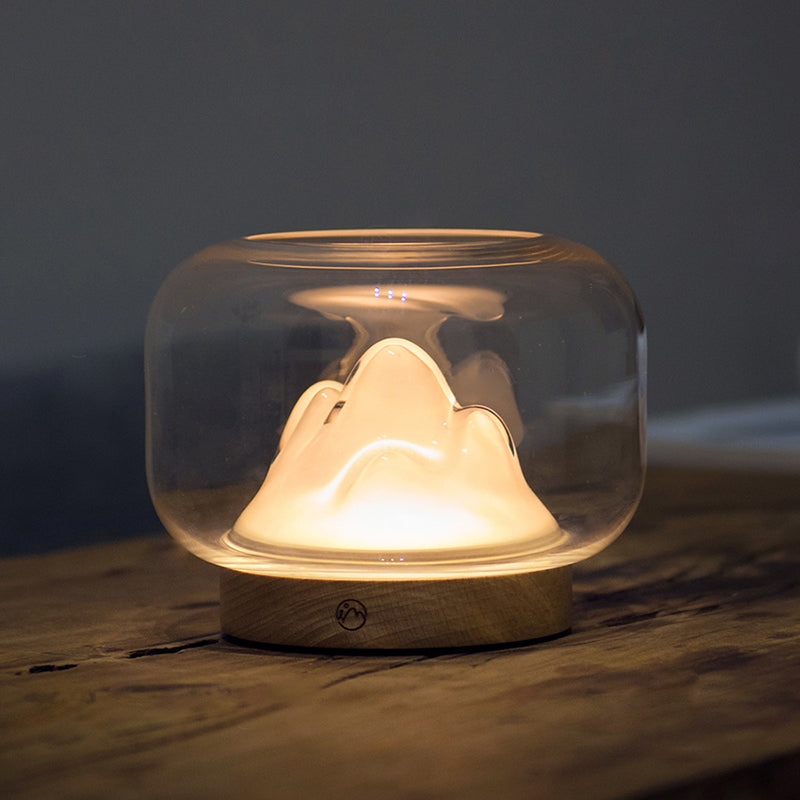 Rechargeable Glass Beech Wood Table Lamp