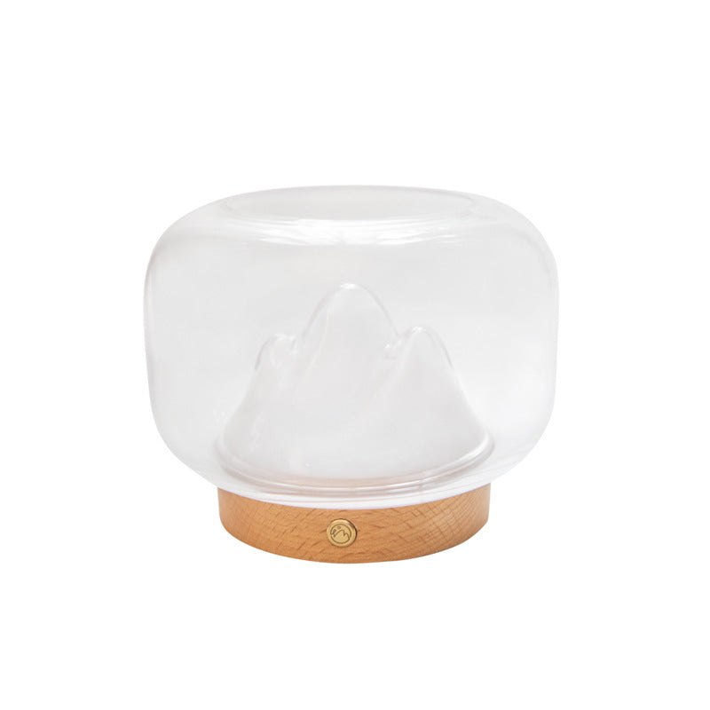 Rechargeable Glass Beech Wood Table Lamp