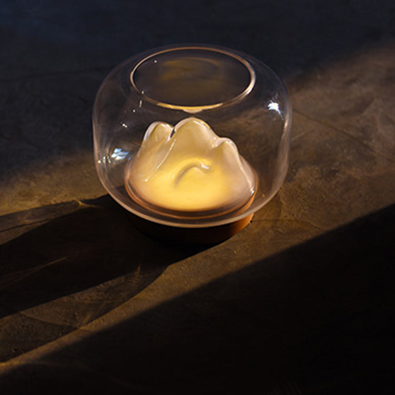 Rechargeable Glass Beech Wood Table Lamp