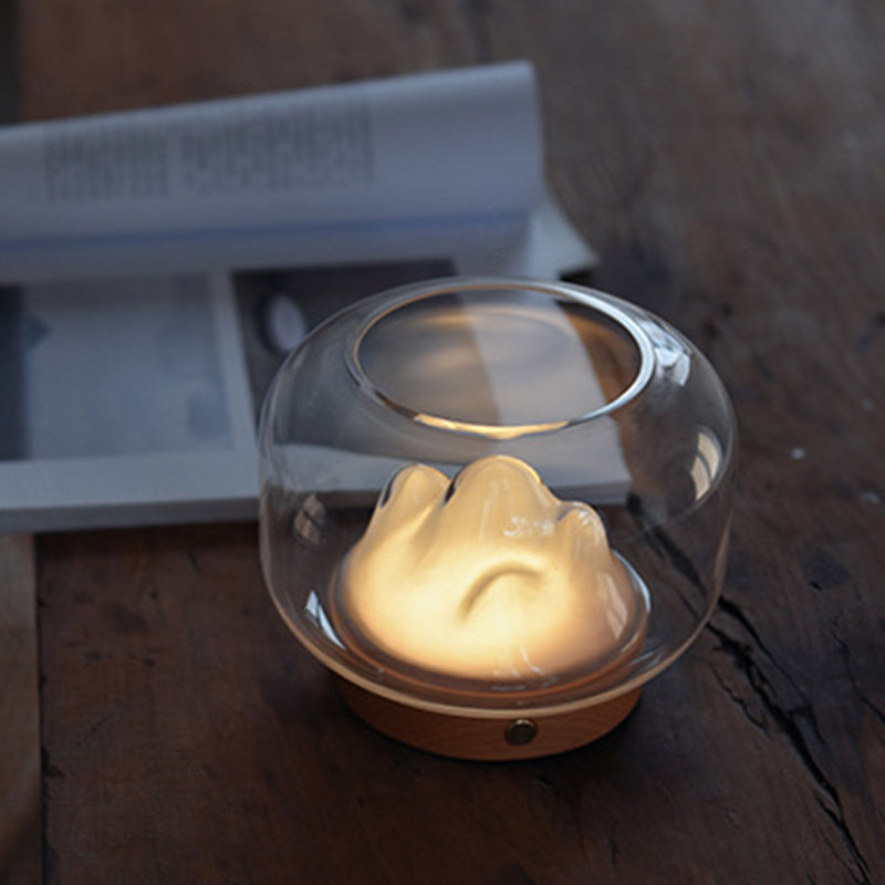 Rechargeable Glass Beech Wood Table Lamp