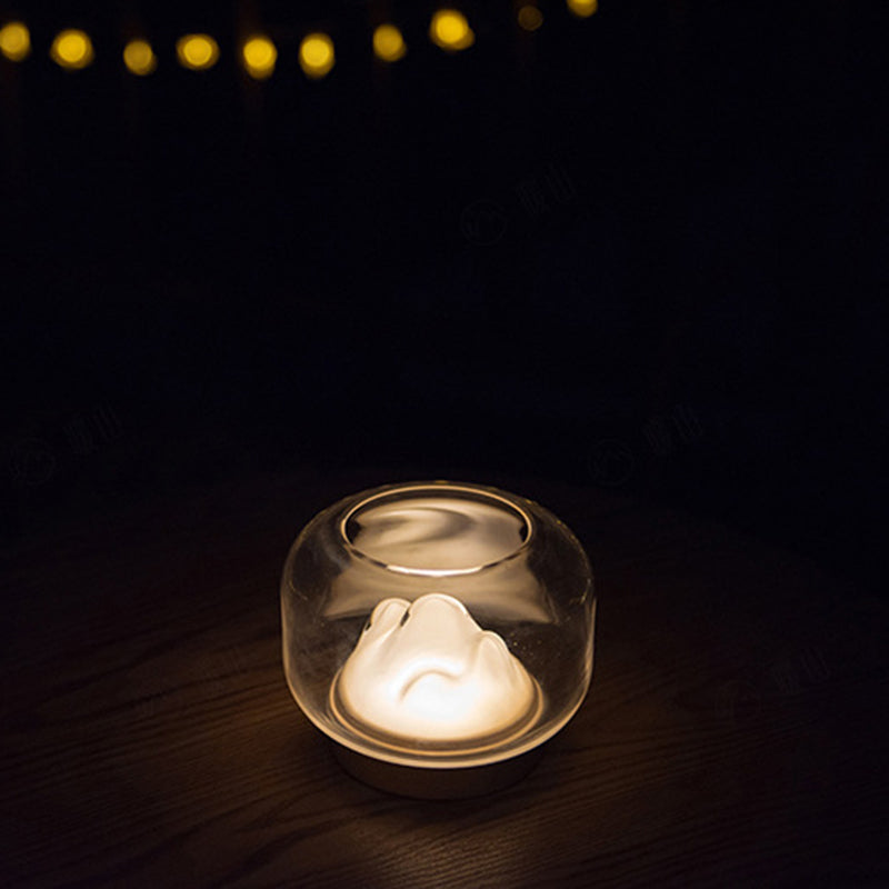 Rechargeable Glass Beech Wood Table Lamp