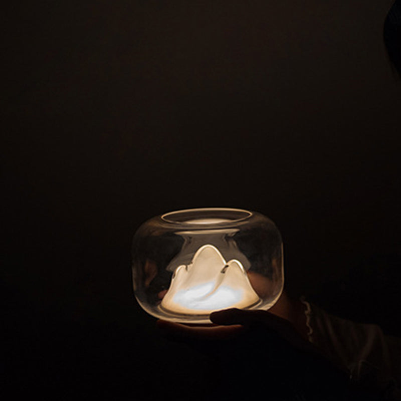 Rechargeable Glass Beech Wood Table Lamp
