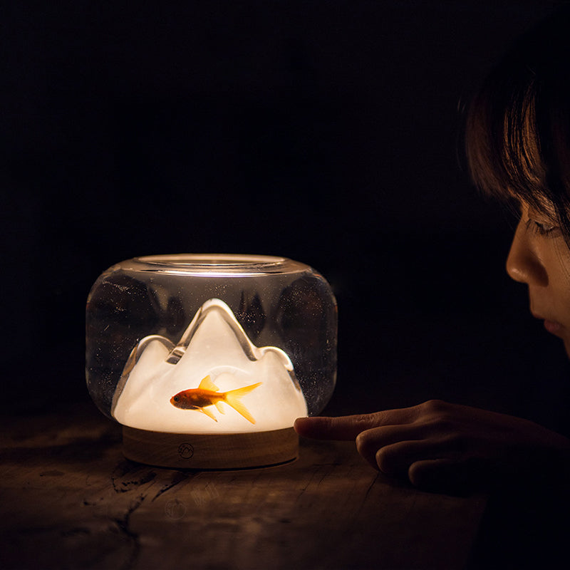 Rechargeable Glass Beech Wood Table Lamp