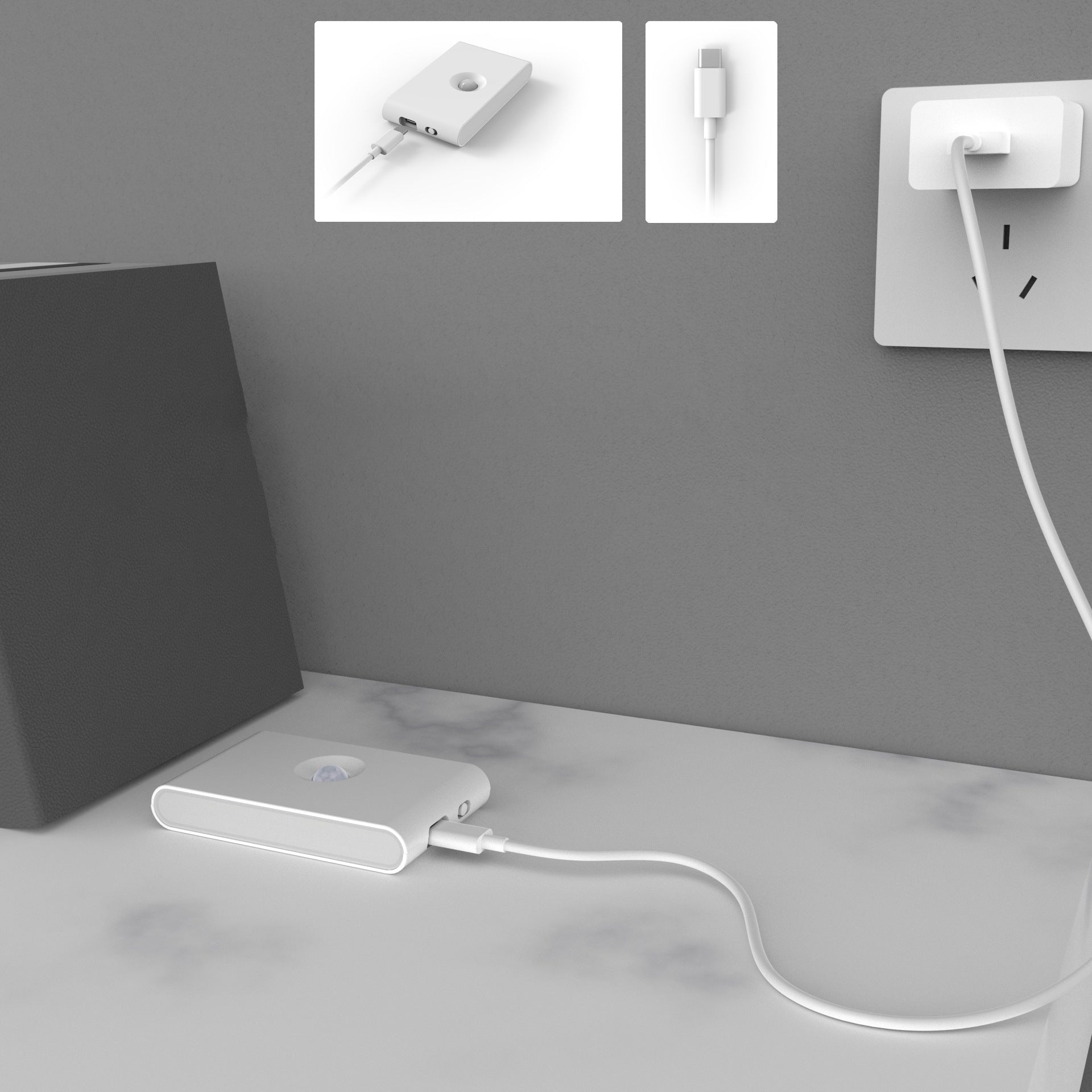 Rechargeable ABS Rectangular Human Wall Lamp