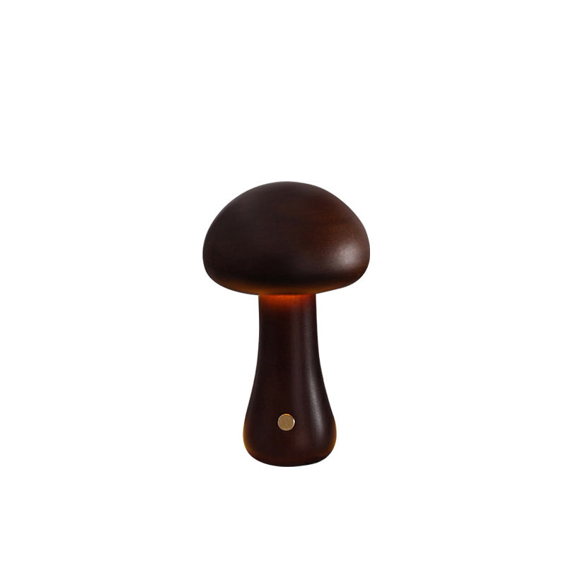 Rechargeable Solid Wood Mushroom Table Lamp