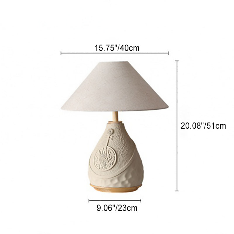 Cement Fabric Conic Flower Table Lamp