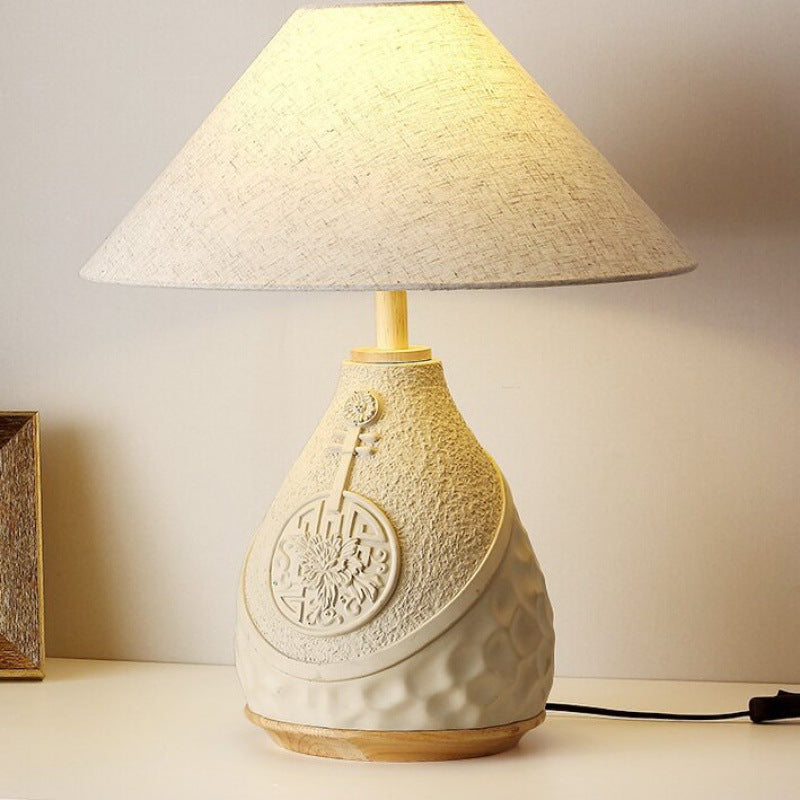 Cement Fabric Conic Flower Table Lamp