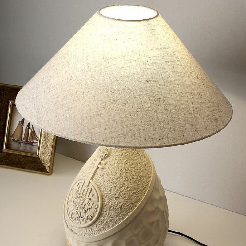 Cement Fabric Conic Flower Table Lamp