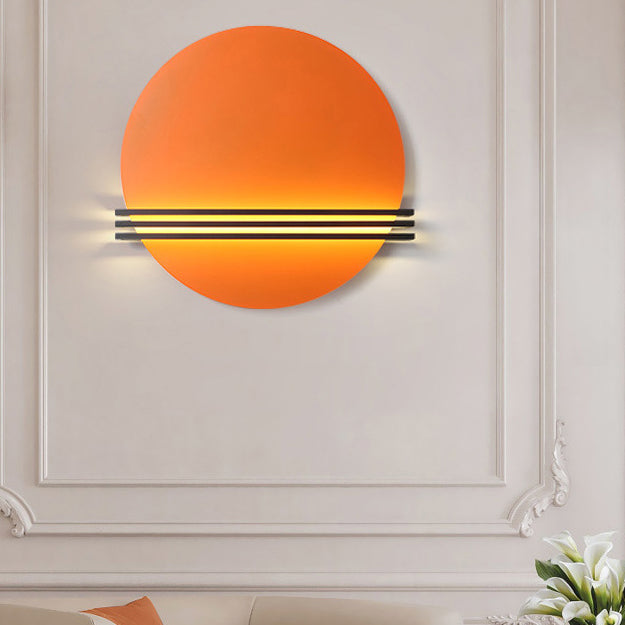Iron Aluminum Round Pinstripe Wall Lamp