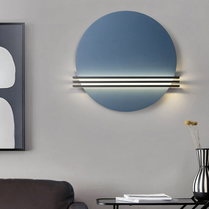 Iron Aluminum Round Pinstripe Wall Lamp