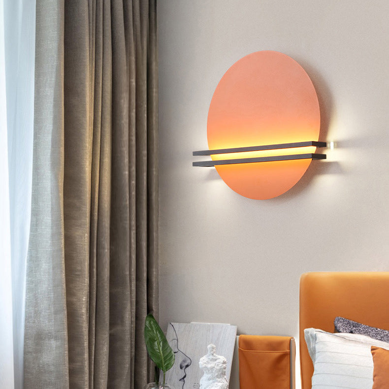 Iron Aluminum Round Pinstripe Wall Lamp