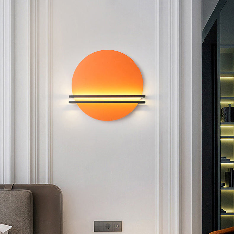 Iron Aluminum Round Pinstripe Wall Lamp