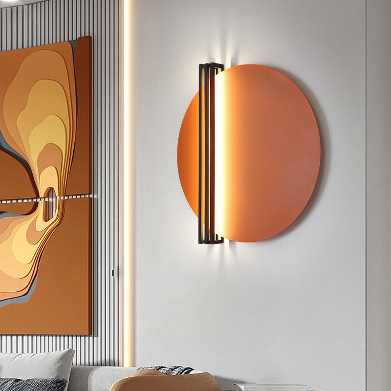 Iron Aluminum Round Pinstripe Wall Lamp