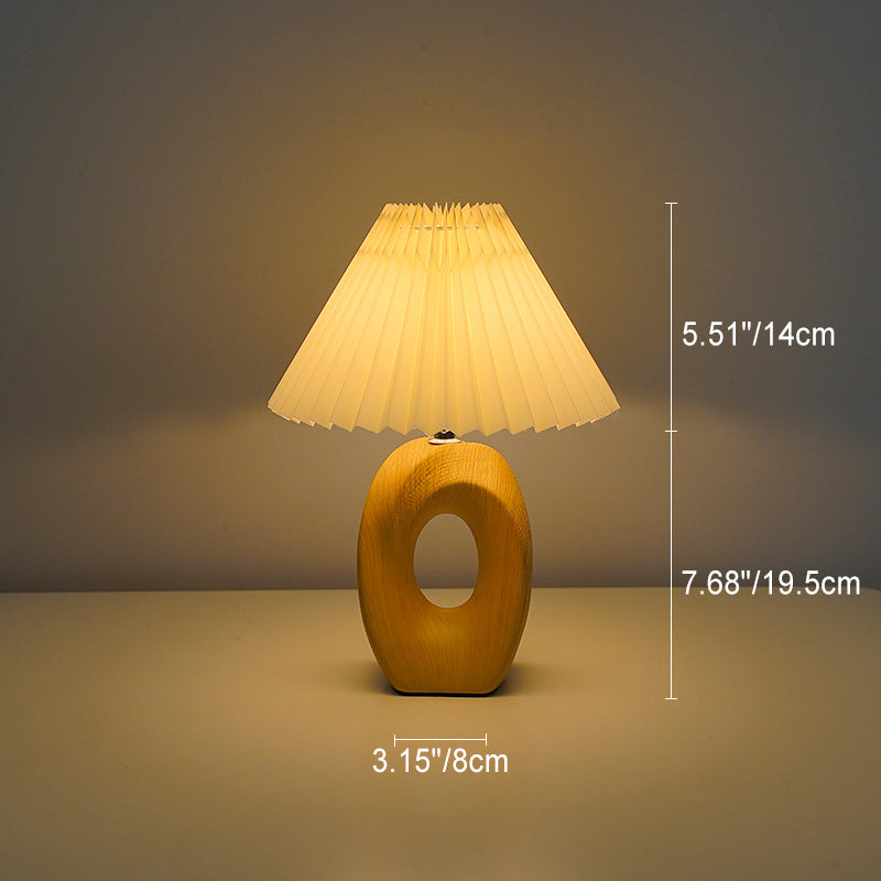 Fabric Ceramic Conic Pleated Table Lamp