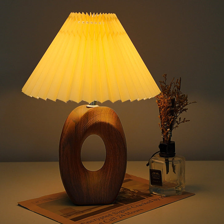 Fabric Ceramic Conic Pleated Table Lamp