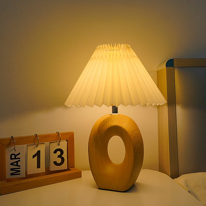 Fabric Ceramic Conic Pleated Table Lamp