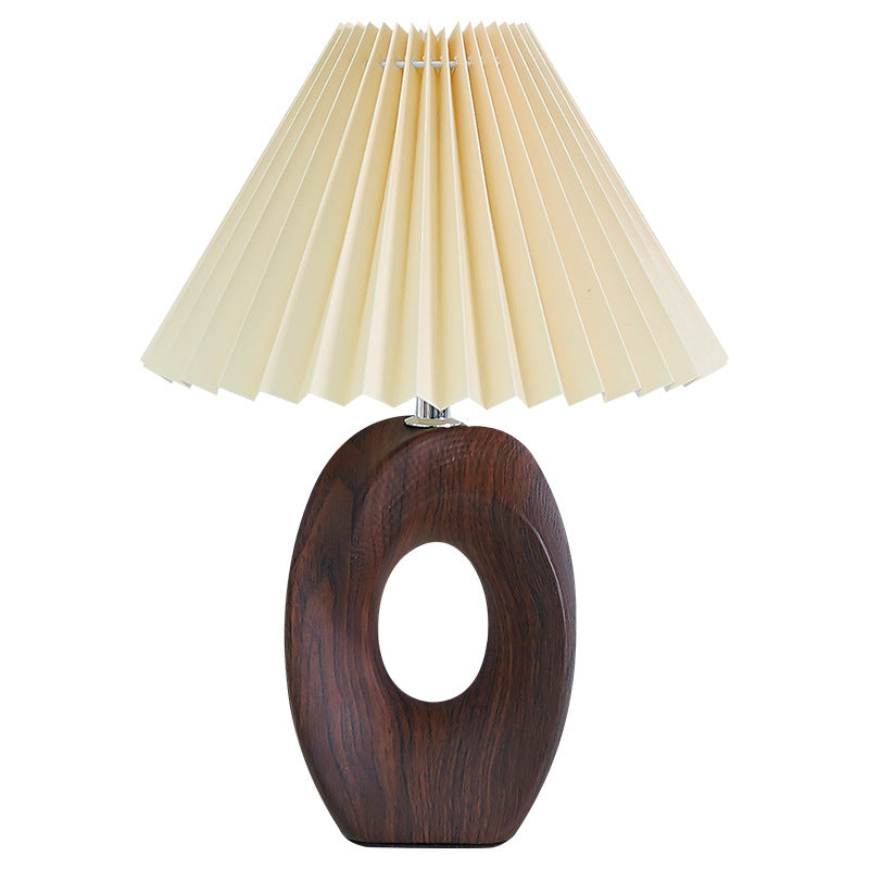 Fabric Ceramic Conic Pleated Table Lamp