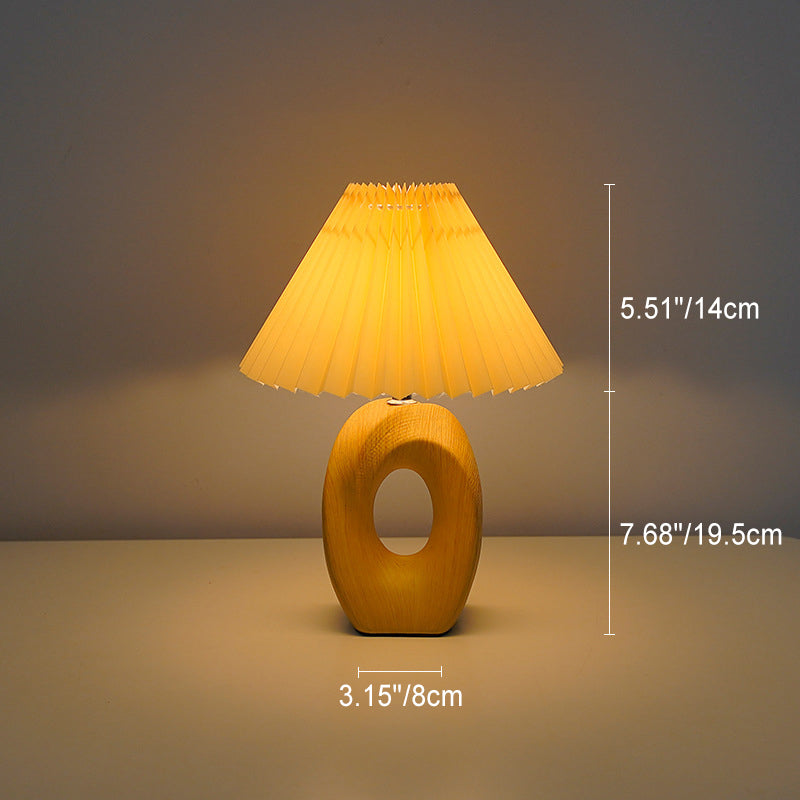 Fabric Ceramic Conic Pleated Table Lamp