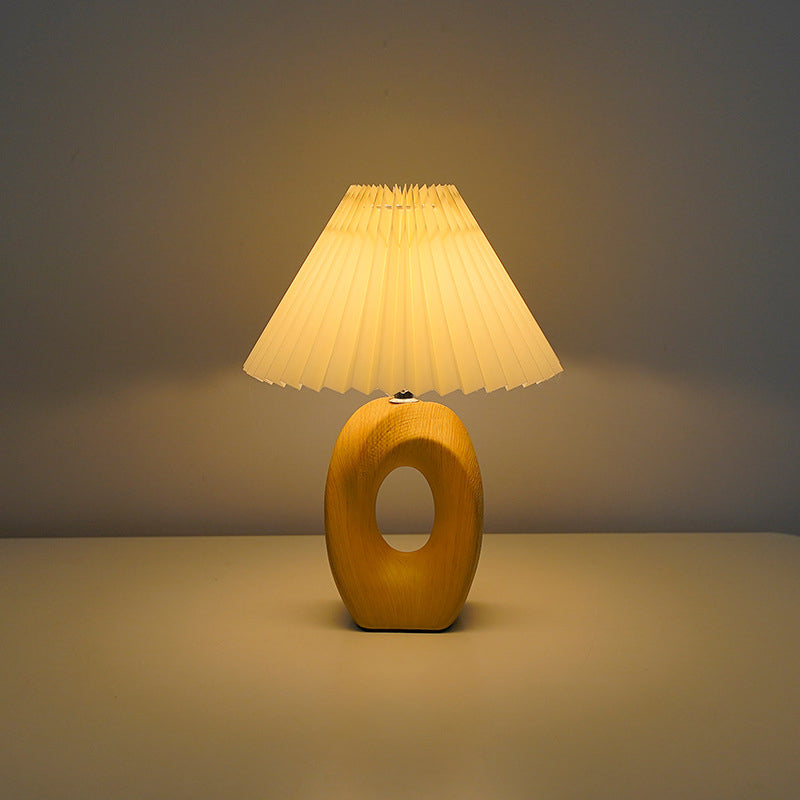 Fabric Ceramic Conic Pleated Table Lamp