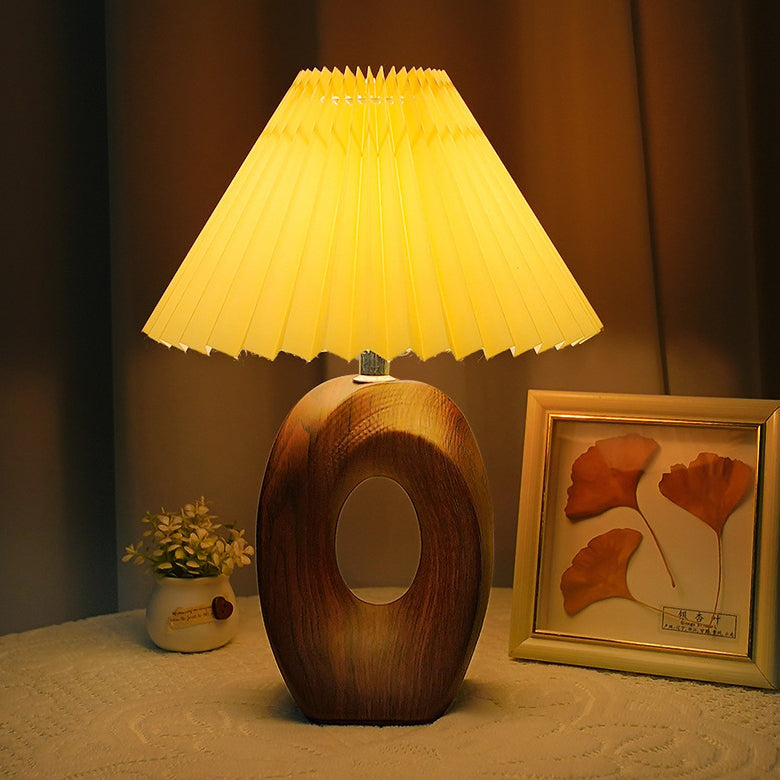 Fabric Ceramic Conic Pleated Table Lamp
