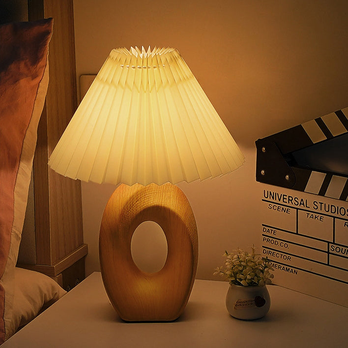 Fabric Ceramic Conic Pleated Table Lamp