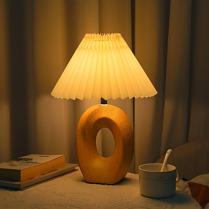 Fabric Ceramic Conic Pleated Table Lamp