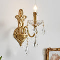 Brass Crystal Glass Candlestick Wall Lamp
