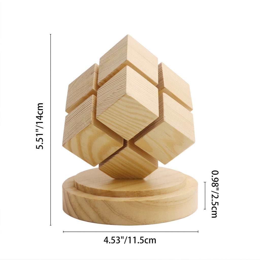Battery Wood Magic Cube Table Lamp