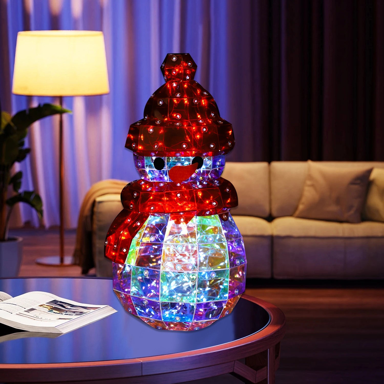PET Laser Snowman Decoration Table Lamp
