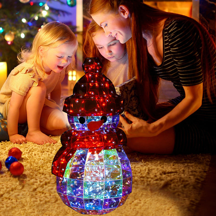 PET Laser Snowman Decoration Table Lamp