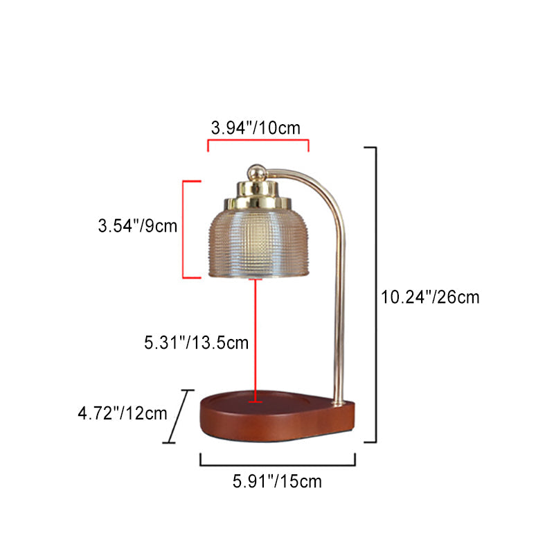 Iron Wood Glass Cylinder Table Lamp