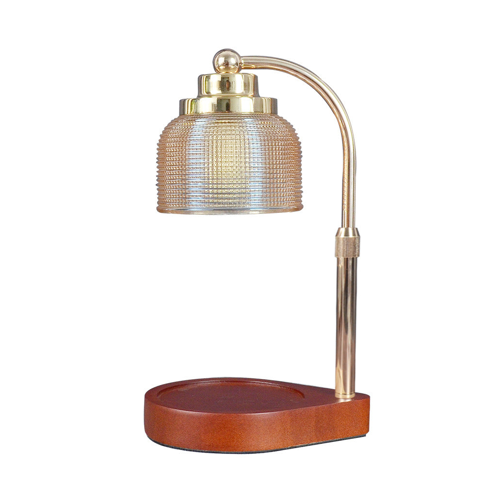 Iron Wood Glass Cylinder Table Lamp
