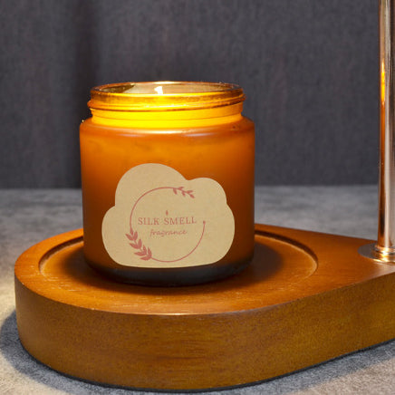Iron Wood Glass Cylinder Table Lamp