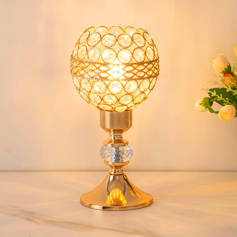 Iron Crystal Cylinder Lattice Table Lamp