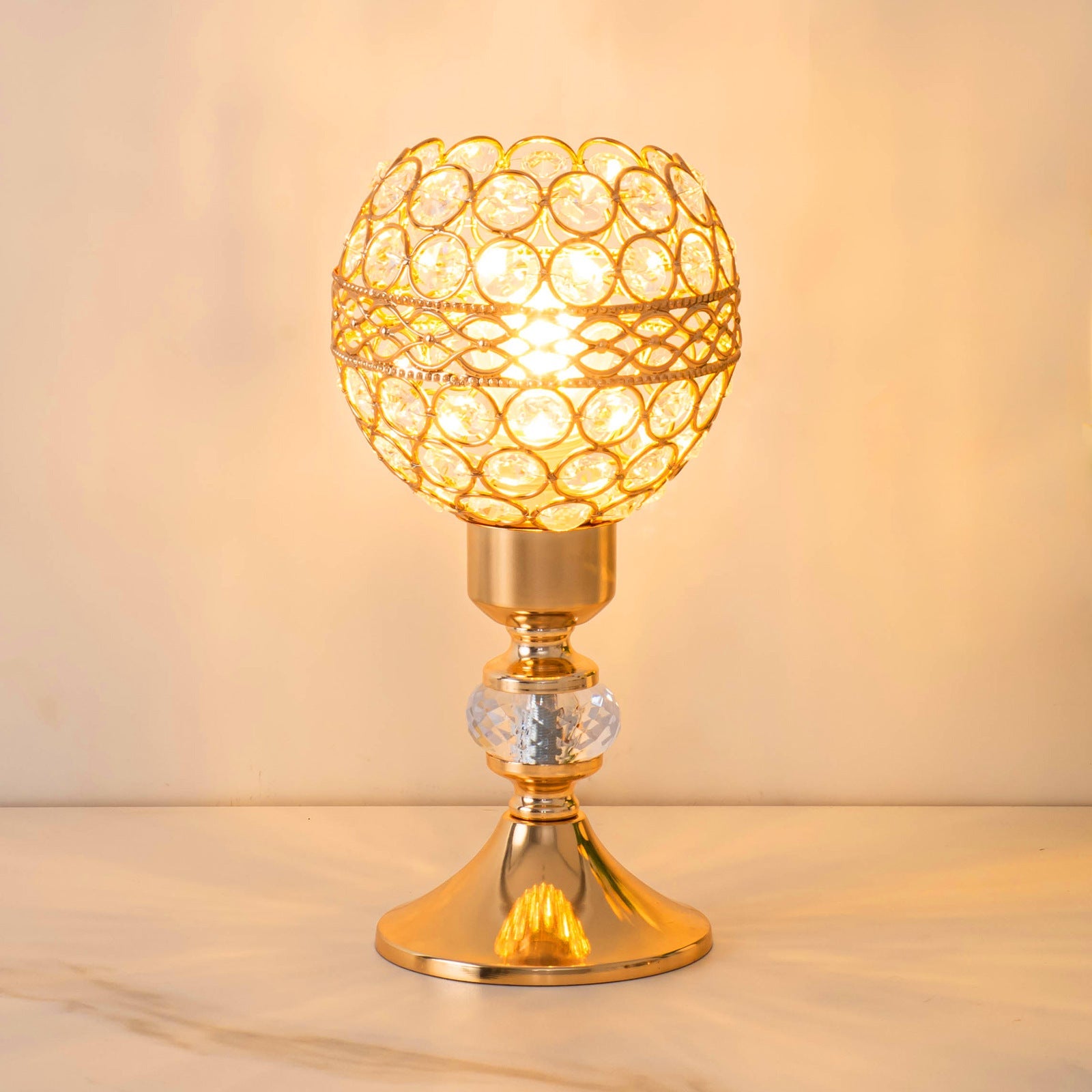 Iron Crystal Cylinder Lattice Table Lamp