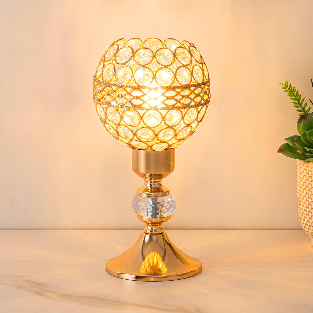 Iron Crystal Cylinder Lattice Table Lamp
