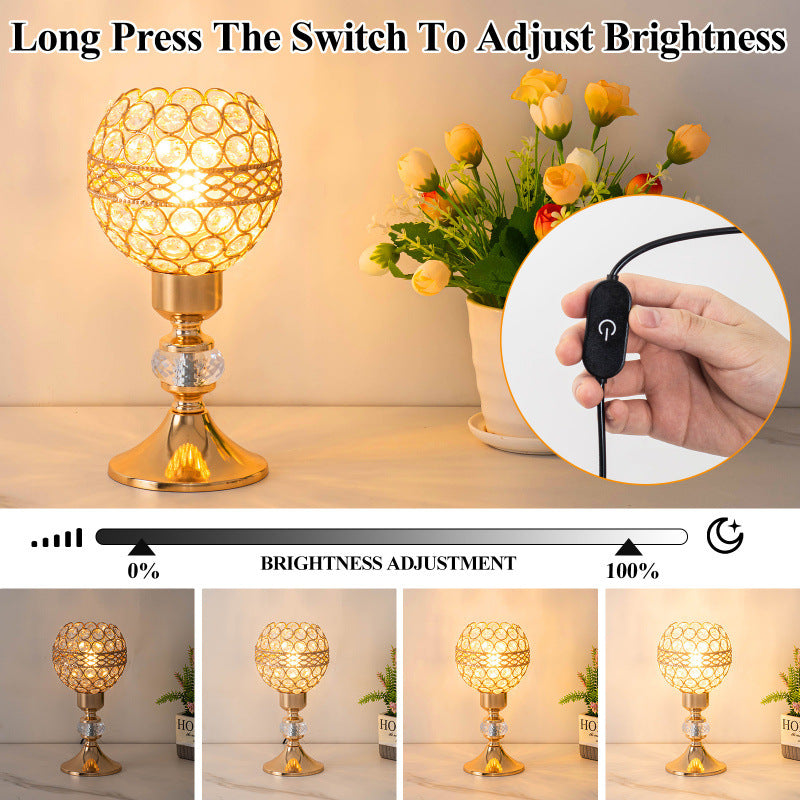 Iron Crystal Cylinder Lattice Table Lamp