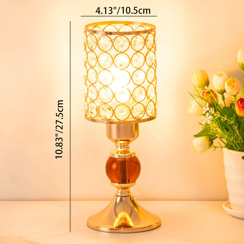 Iron Crystal Cylinder Lattice Table Lamp