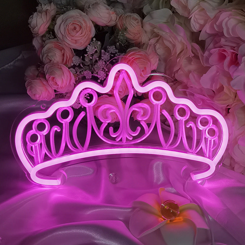 Silica Acrylic Crown Neon Table Lamp