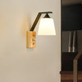 Wood Iron Glass Bell Wall Lamp