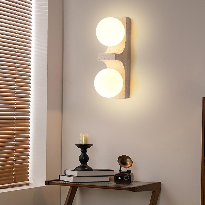 Travertine Glass Ball Grille 2-Light Wall Lamp