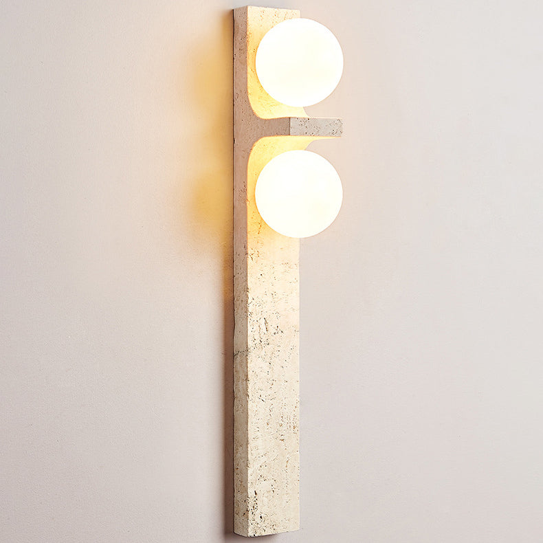 Travertine Glass Ball Grille 2-Light Wall Lamp