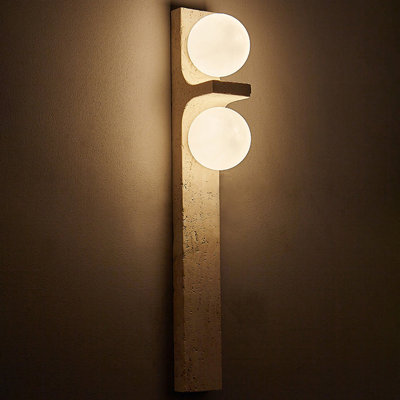 Travertine Glass Ball Grille 2-Light Wall Lamp